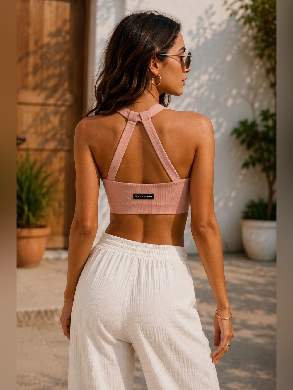 Honeycut Swan Halter Dance Top Dusty Rose AXS